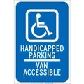 Brady Brady 90018 Handicapped Parking Van Accessible Sign, BlueWhite, Aluminum, 12W x 18H 90018